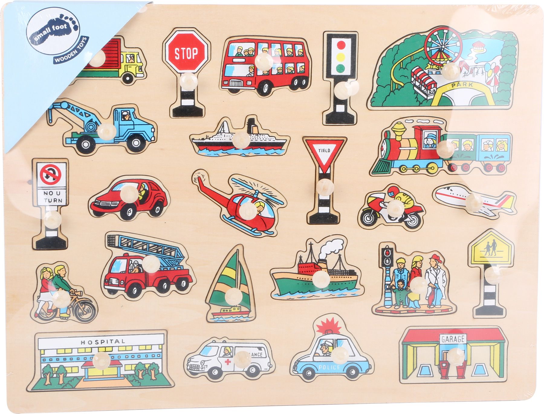 Small Foot Dřevěné vkládací puzzle velké město - obrázek 2