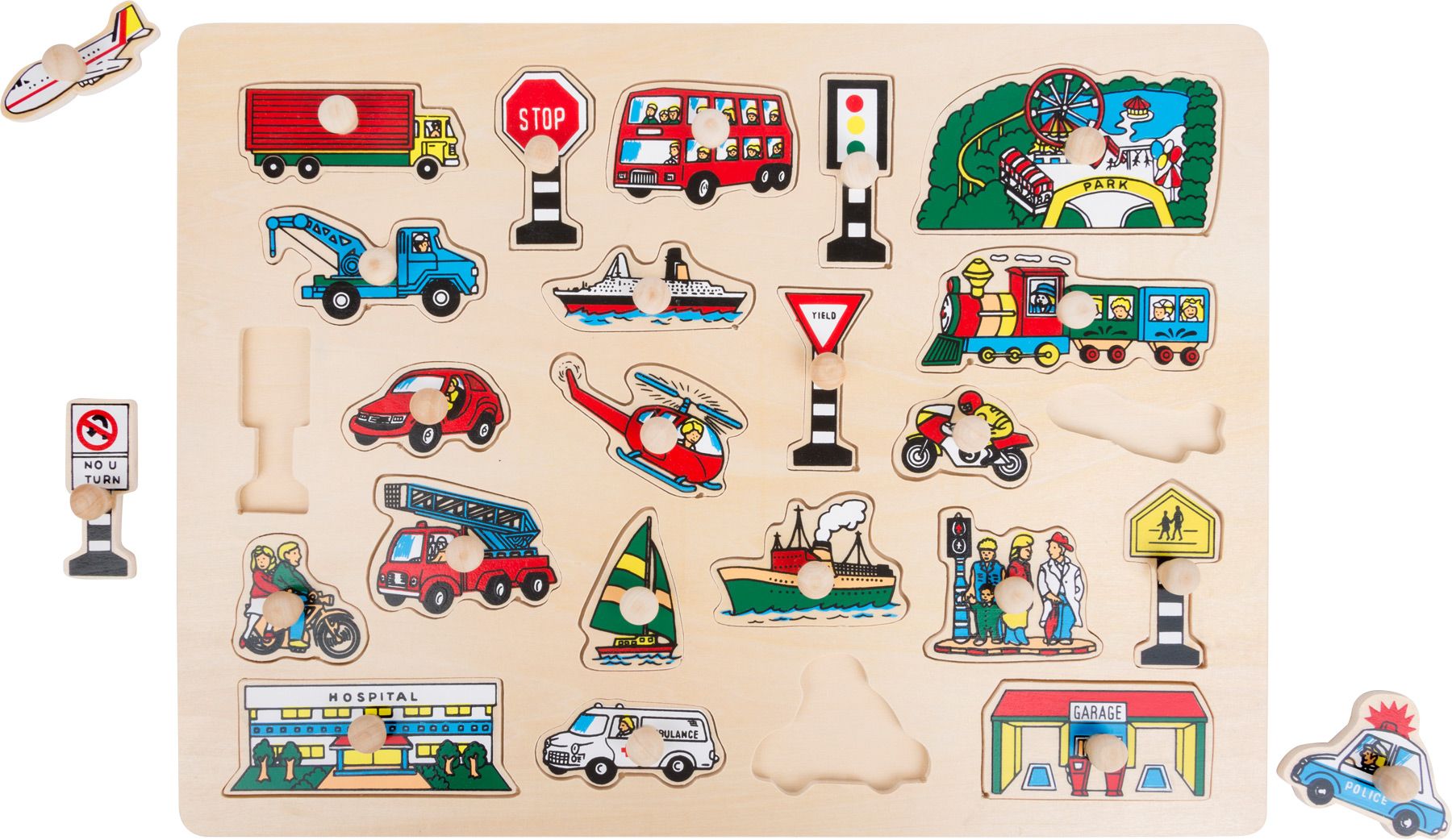 Small Foot Dřevěné vkládací puzzle velké město - obrázek 3