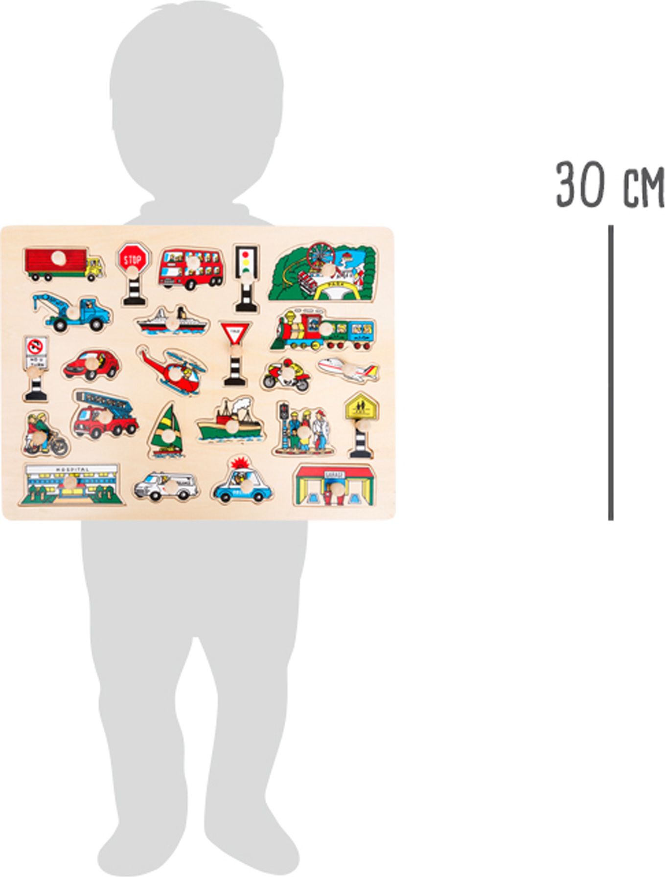 Small Foot Dřevěné vkládací puzzle velké město - obrázek 4
