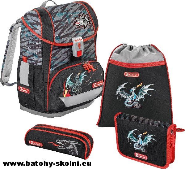 Školní aktovka Hama 4 dílný set Step by Step Light 2 Ohnivý drak - Doprava Zdarma - obrázek 1