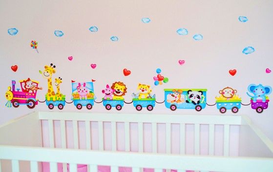 Mimibaby Dětské samolepky - Vláček se zvířátky - obrázek 1