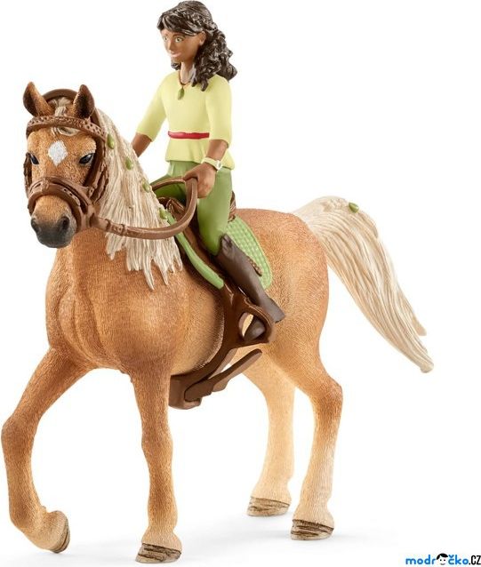 Schleich - Kůň s jezdcem, Černovláska Sarah a kůň Mystery - obrázek 1