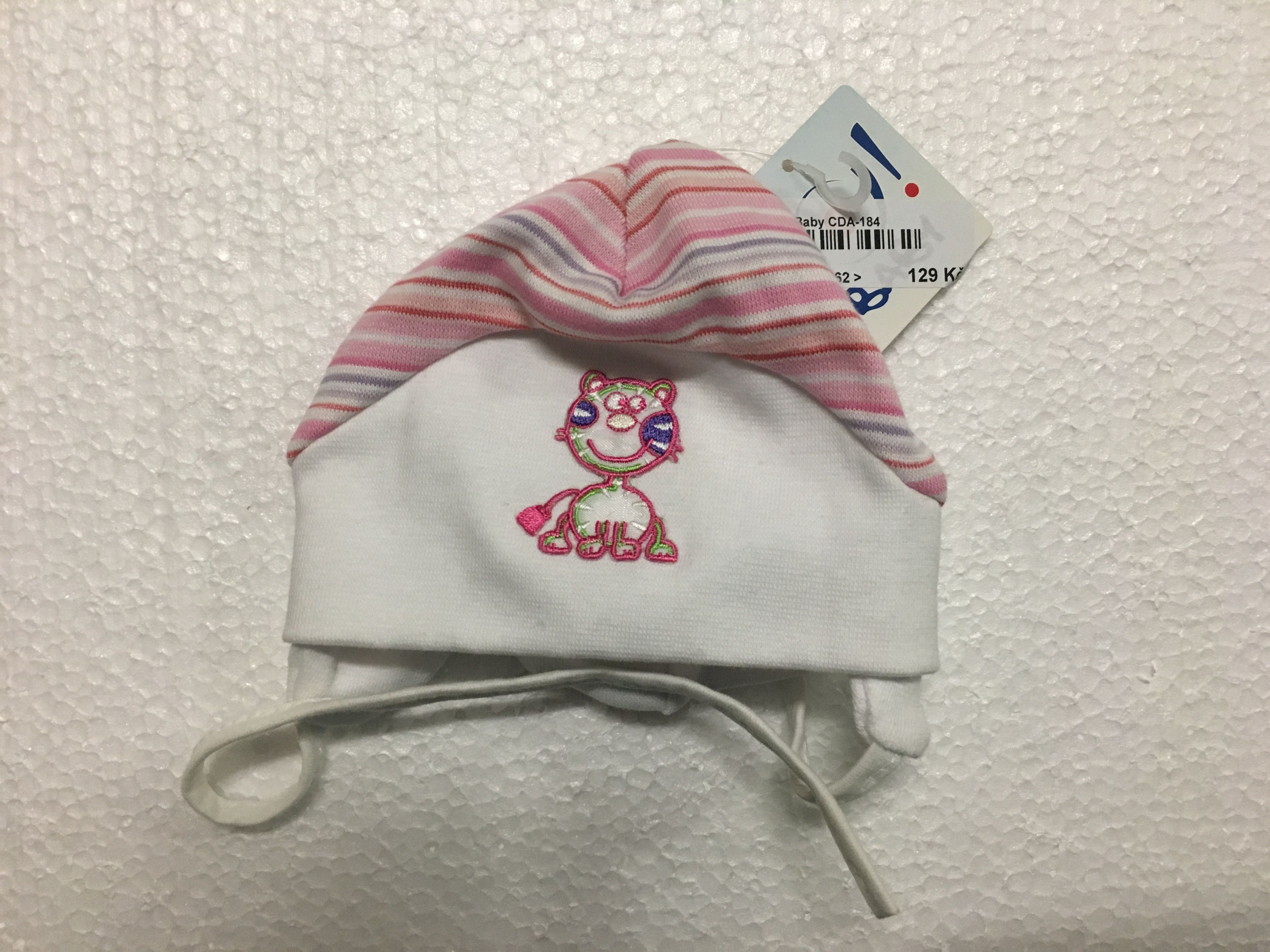 Čepička YoBaby CDA-184 kočka proužek růžová - obrázek 1
