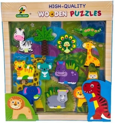 Dřevěné zábavné puzzle vkládací Euro Baby - Jungle - obrázek 1