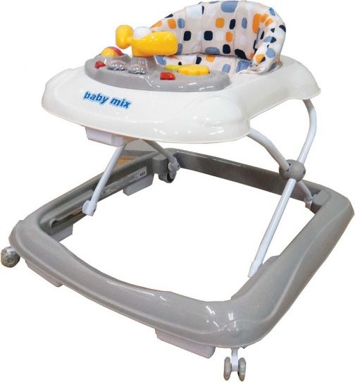 BABY MIX Dětské chodítko Baby Mix s volantem a silikonovými kolečky beige - obrázek 1