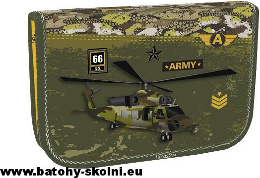 Školní jednopatrový penál Stil pouzdro Army vrtulník - obrázek 1