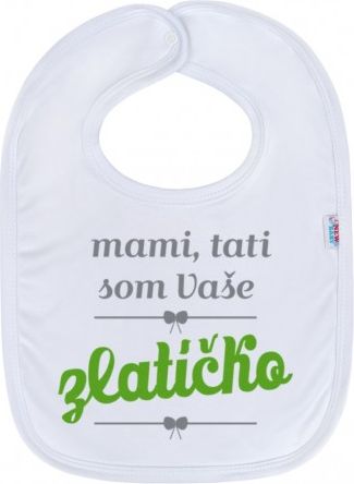 Kojenecký bavlněný bryndák New Baby mami, tati som Vaše zlatíčko, Zelená - obrázek 1