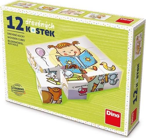 Dino Hezký den 12 dřevěné kostky - obrázek 1