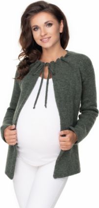 Be MaaMaa Těhotenský svetřík, kardigan na zavazování, khaki - obrázek 1