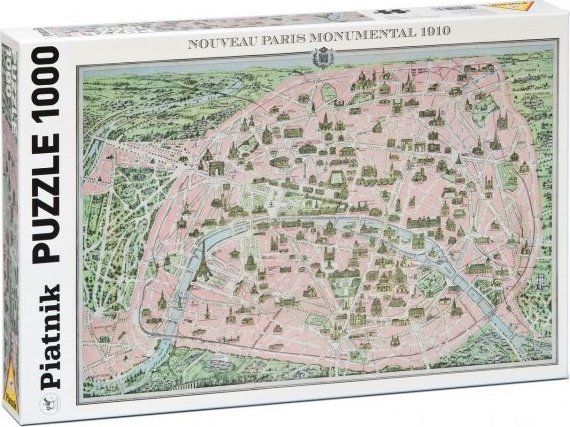 PIATNIK Puzzle Mapa Paříže r. 1910, 1000 dílků - obrázek 1