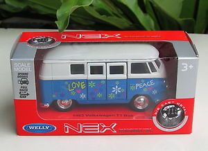 Welly - Volkswagen T1 Bus (1963) model 1:34 modrý love - obrázek 1