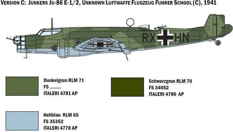 ITALERI Model Kit letadlo 1391 - JU 86 E1/E2 (1:72) - obrázek 4