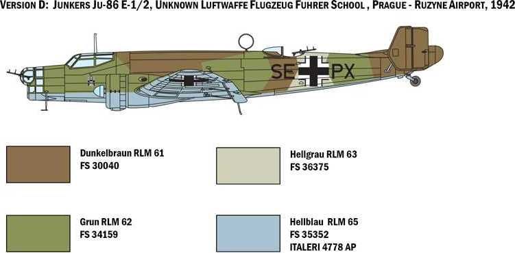 ITALERI Model Kit letadlo 1391 - JU 86 E1/E2 (1:72) - obrázek 5