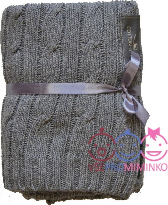 Dětská pletená bavlněná  deka do kočárku Bamboo-line šedý melír - obrázek 1