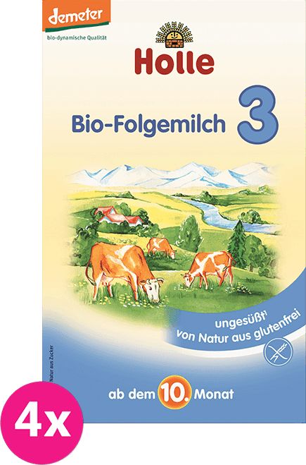 4x HOLLE Bio Pokračovací mléčná kojenecká výživa 3, 600 g - obrázek 1
