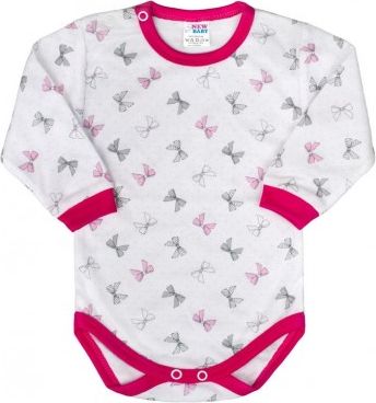 Kojenecké body s dlouhým rukávem New Baby Mašlička malinové, Růžová, 80 (9-12m) - obrázek 1
