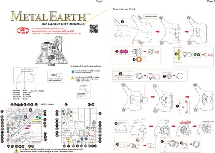METAL EARTH 3D puzzle Filmový projektor - obrázek 3