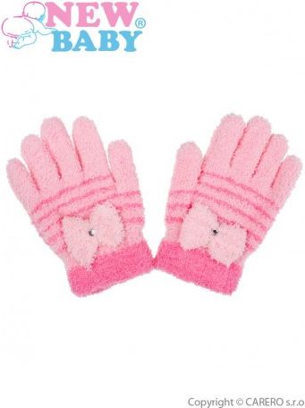 Dětské zimní froté rukavičky New Baby světle růžové, Růžová, 110 (4-5r) - obrázek 1