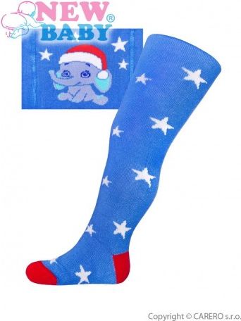 Vánoční bavlněné punčocháčky New Baby modré se slonem, Modrá, 92 (18-24m) - obrázek 1