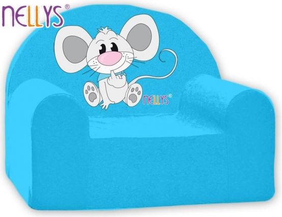 Náhradní potah na dětské křeslo Nellys - Myška v modrém - obrázek 1