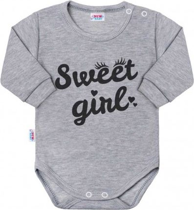 Kojenecké body s dlouhým rukávem New Baby Sweet girl šedé, Šedá, 50 - obrázek 1