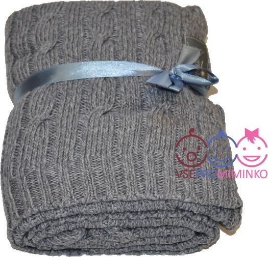 Dětská pletená bavlněná deka do kočárku, COTTON-line, šedá - obrázek 1