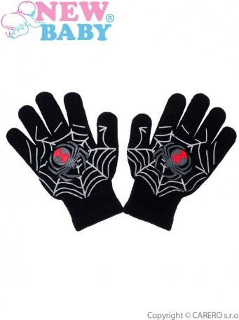 Dětské zimní rukavičky New Baby s pavoukem černé, Černá, 104 (3-4r) - obrázek 1