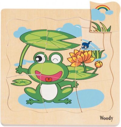 WOODY Vývojové dřevěné puzzle Žába - obrázek 1