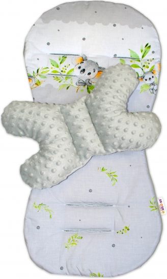 Baby Nellys Sada do kočárku Baby Nellys minky, podložka + polštářek - Medvídek Koala, šedá - obrázek 1