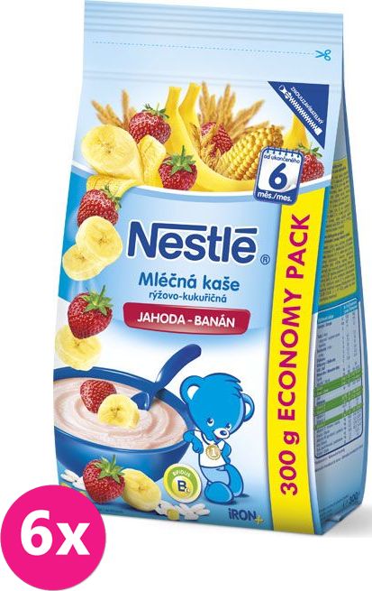 6x NESTLÉ Mléčná kaše jahoda-banán (300 g) - obrázek 1
