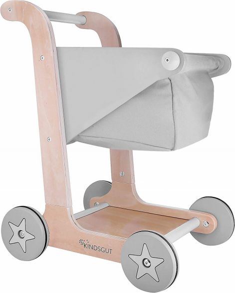 Kindsgut Dřevěný nákupní vozík šedá - obrázek 1