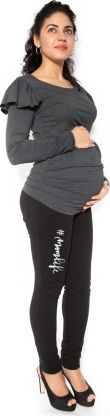 Be MaaMaa Těhotenské tepláky,kalhoty MOM life - černé - obrázek 1