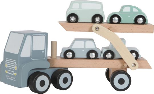 Little Dutch Dřevěný autopřepravník + 4 autíčka - obrázek 1
