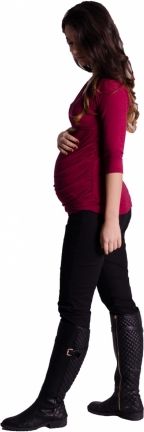 Be MaaMaa Těhotenské, kojící triko 3/4 rukáv - bordo, vel. L/XL - obrázek 1
