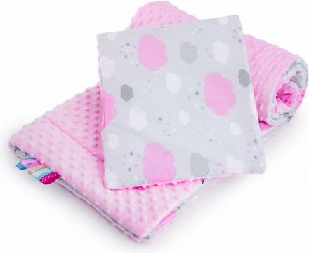 Oboustranný Set z Minky do kočárku New Baby obláček růžový, Růžová - obrázek 1