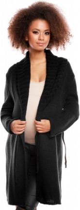 Be MaaMaa Delší těhotenský svetřík/kardigan s výrazným límcem - černý - obrázek 1