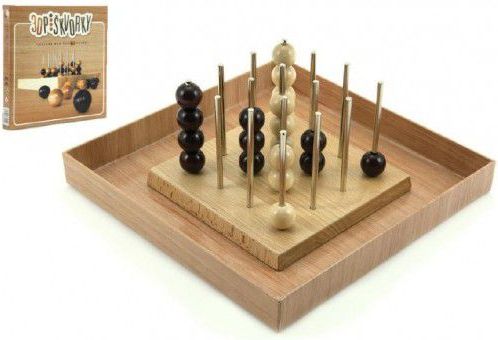 Piškvorky 3D podstavec + kuličky dřevo společenská hra - obrázek 1