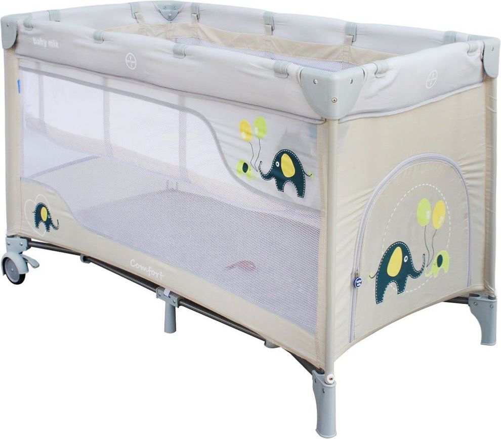 Dětská cestovní postýlka Baby Mix Sloni Beige - obrázek 1