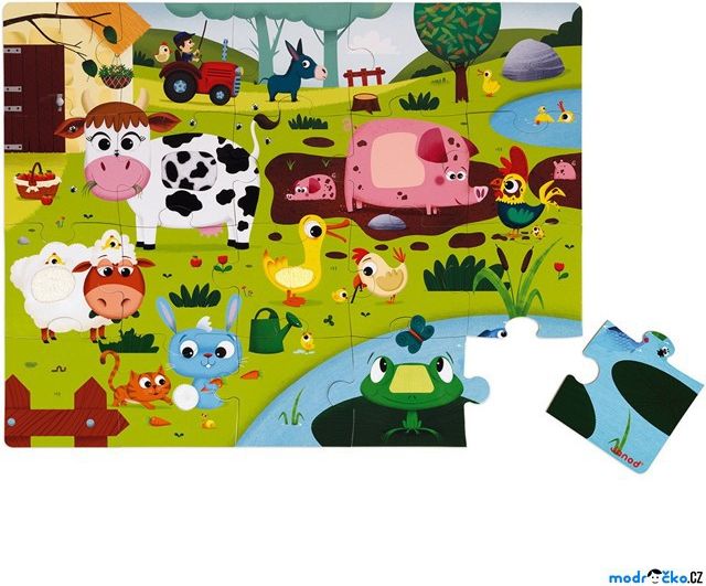 Puzzle hmatové - Dotykové, Zvířátka na farmě, 20ks (Janod) - obrázek 1
