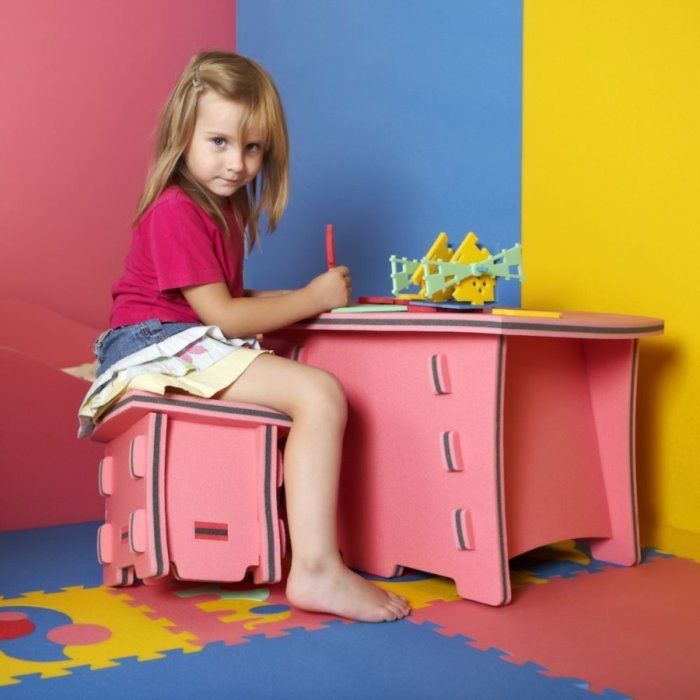 MALÝ GÉNIUS Puzzle stoleček růžový - obrázek 2
