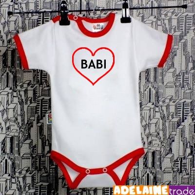 DEJNA Baby Dejna Body kr. rukáv SRDÍČKO BABI - bílé/červený lem 74 (6-9m) - obrázek 1