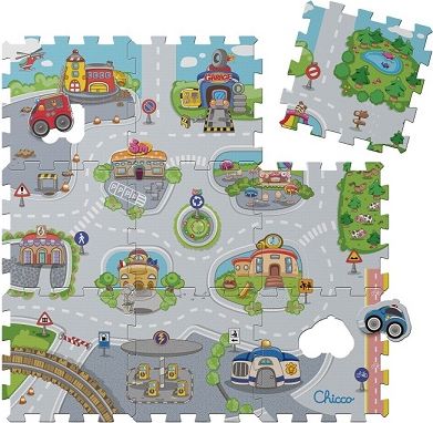CHICCO Pěnové puzzle Mesto 30x30 cm, 9 ks - obrázek 1