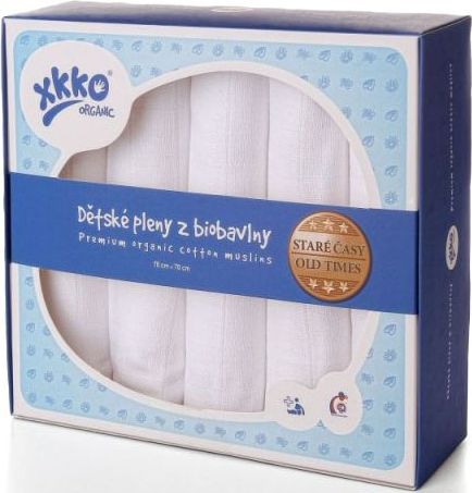 KIKKO Dětské pleny z biobavlny Staré časy 70x70 (5 ks) – bílé - obrázek 1