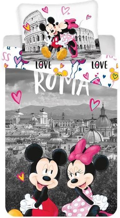JERRY FABRICS Povlečení Mickey a Minnie v Římě Bavlna 140/200, 70/90 cm - obrázek 1