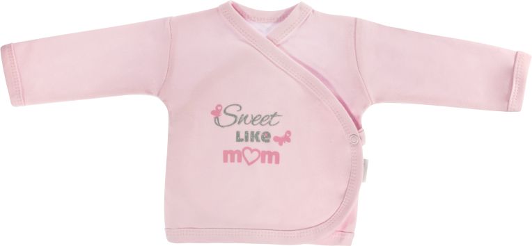 Mamatti Mamatti Novorozenecká košilka Motýlek srdíčko - zapínání bokem, růžová, Sweet like mum 56 (1-2m) - obrázek 1
