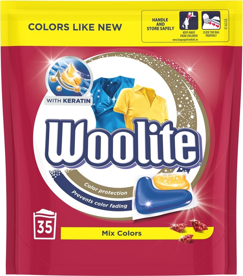 WOOLITE COLOR Keratin XL 35 ks – gelové kapsle na praní - obrázek 1