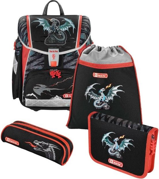Školní aktovka Drak TOUCH2 4-dílný set Hama Step by Step - obrázek 2
