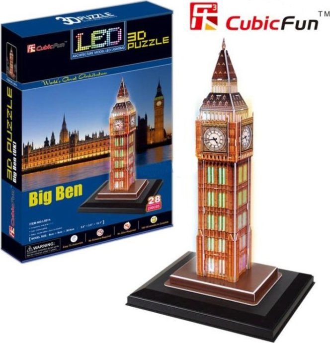 CUBICFUN Svítící 3D puzzle Big Ben 28 dílků - obrázek 1