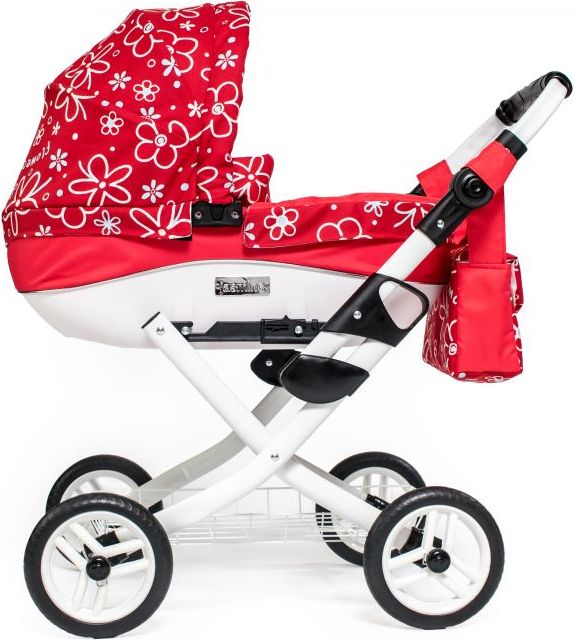 Kočárek pro panenky JASMINE Kids červené květy - obrázek 1