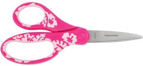 Nůžky "Softgrip", růžová, dětské, 15 cm, s kvítky, FISKARS - obrázek 1